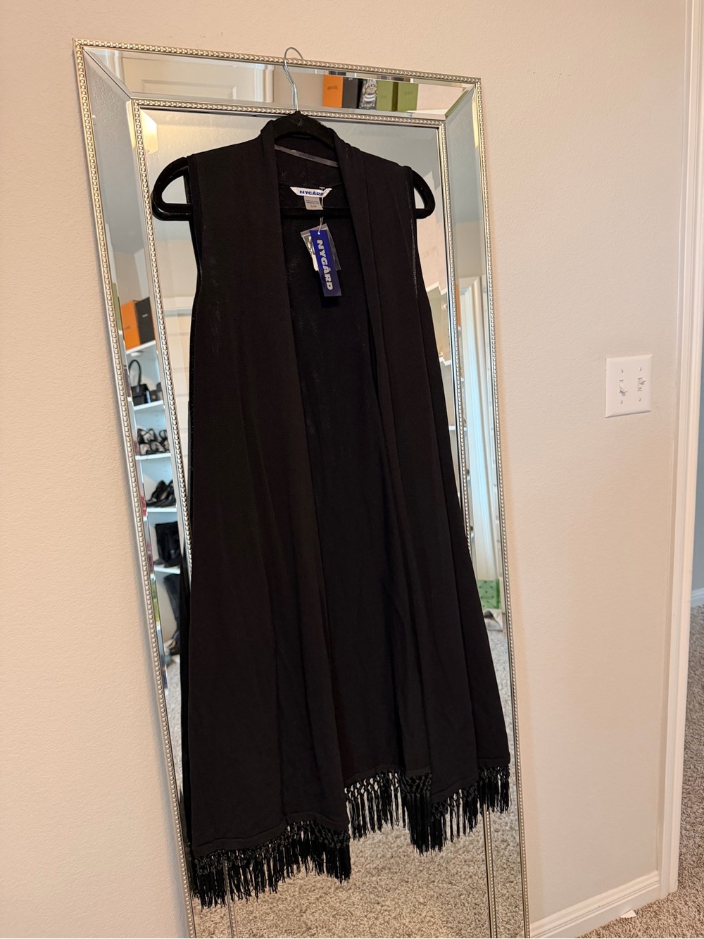 Peter Nygard Black Open Front Cardigan Vest with Tag